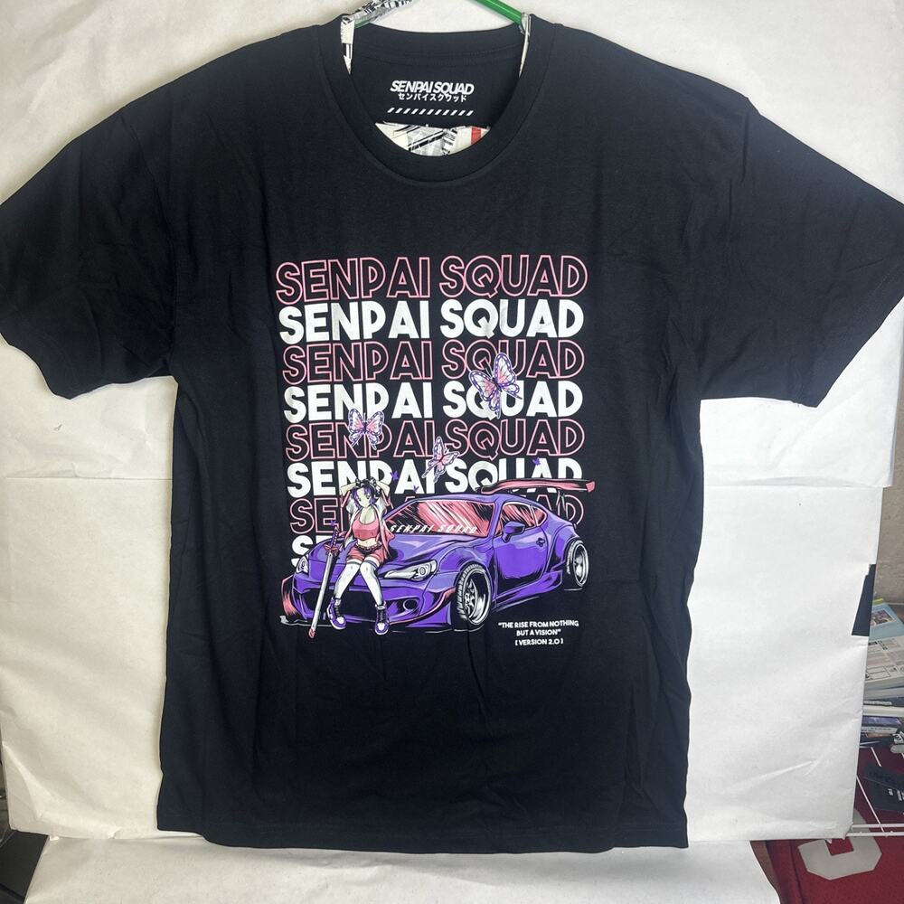 Senpai Squad Ironmouse Motorsports Black T-Shirt Mens SZ M Anime VTuber Sizd L